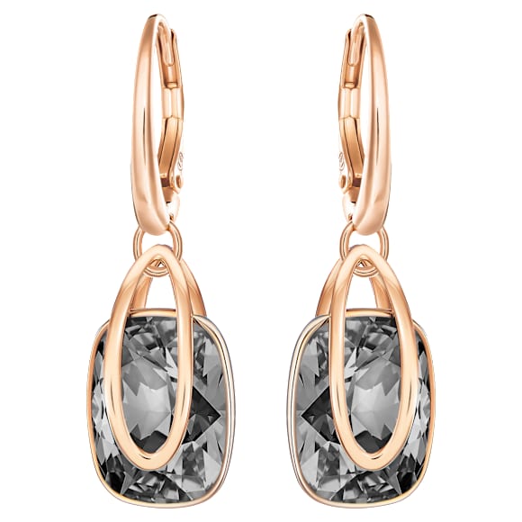 Holding drop earrings, Grey, Rose gold-tone plated - Swarovski, 5528488