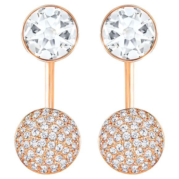 Forward earring jackets, Ronde slijpvorm, Wit, Roségoudkleurige toplaag - Swarovski, 5528490