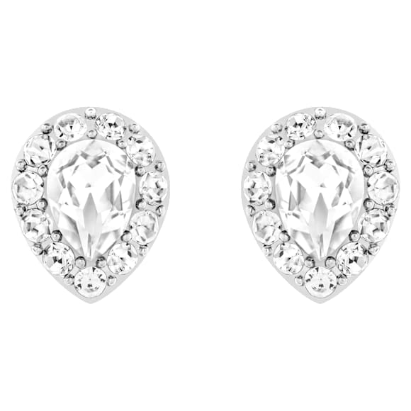 Latisha earring jackets, Pear cut, White, Rhodium plated - Swarovski, 5528494