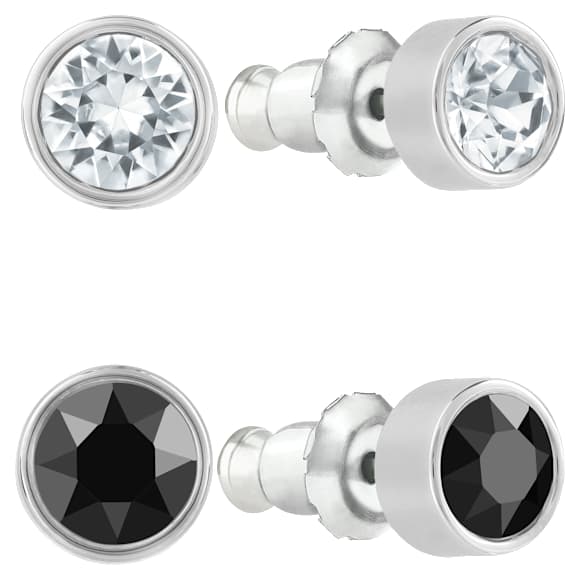 Kolczyki zapinane na sztyft Harley, Zestaw (2), Szlif okrągły, Czarne, Wykończenie z różnobarwnych metali - Swarovski, 5528506