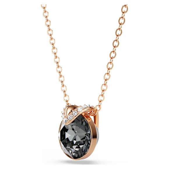 Bella V pendant, Round cut, Gray, Rose gold-tone plated - Swarovski, 5528552