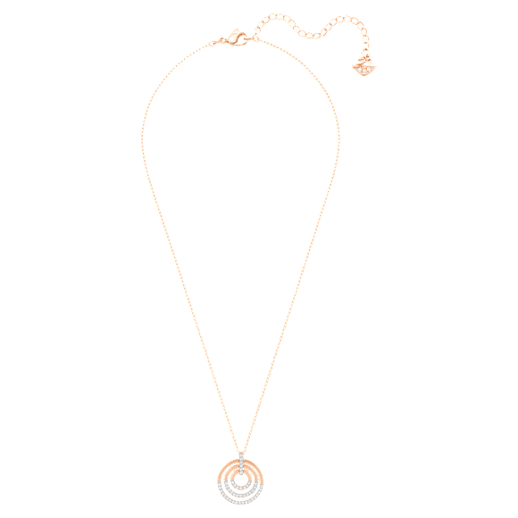 Circle Kolye, Yuvarlak şekil, Beyaz, Karışık metal yüzey - Swarovski, 5528565