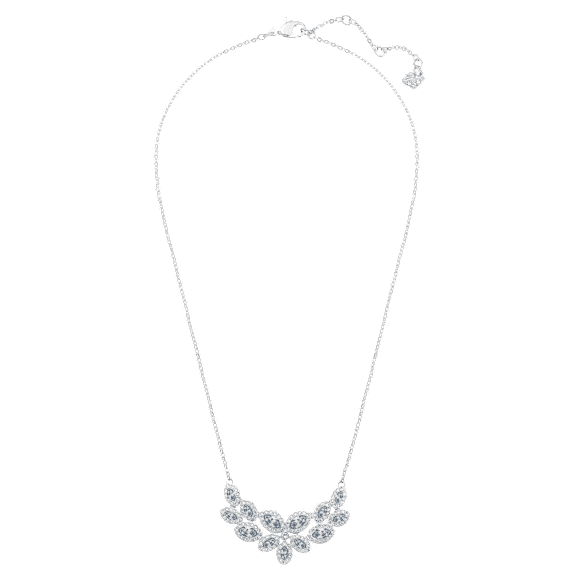 Baron necklace, Leaf, Gray, Rhodium plated - Swarovski, 5528900