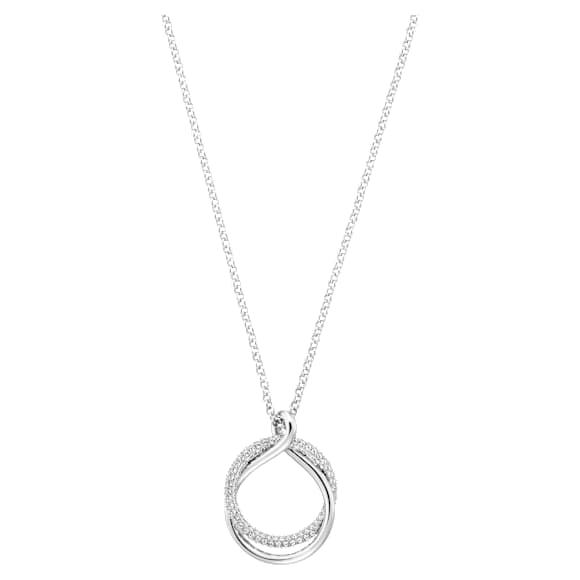 Exact pendant, Round shape, White, Rhodium plated - Swarovski, 5528922