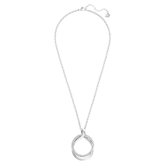 Exact pendant, Round shape, White, Rhodium plated - Swarovski, 5528922