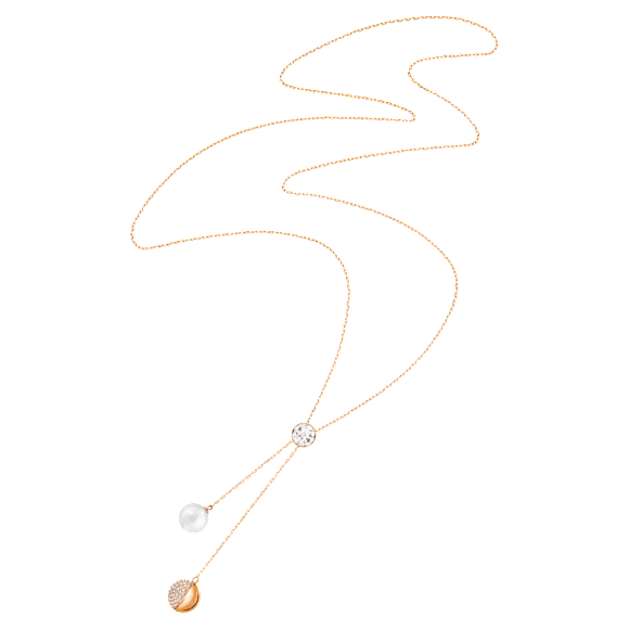 Forward Y necklace, White, Rose gold-tone plated - Swarovski, 5528924