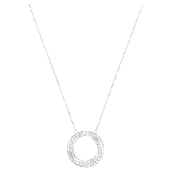 Hilt necklace, Round shape, White, Rhodium plated - Swarovski, 5528929