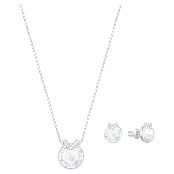 Bella V set, Round cut, White, Rhodium plated - Swarovski, 5528937