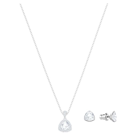 Parure Begin, Taille trillion, Blanc, Métal rhodié - Swarovski, 5528938