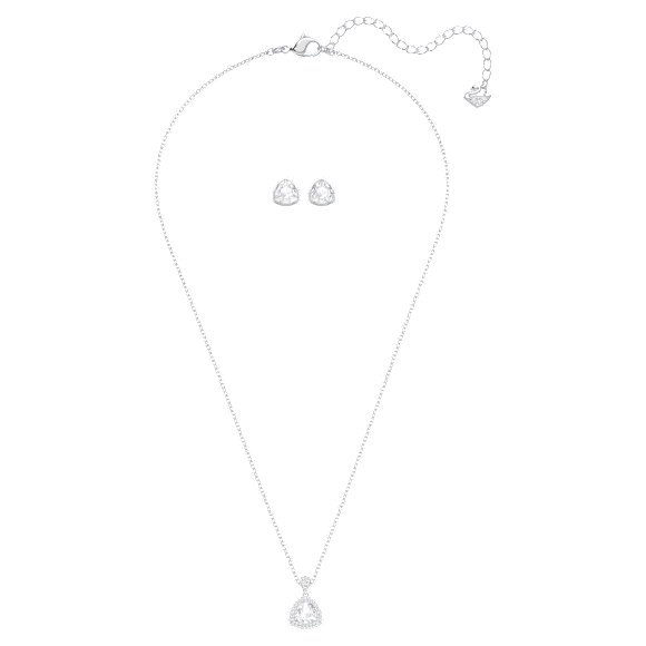 Parure Begin, Taille trillion, Blanc, Métal rhodié - Swarovski, 5528938