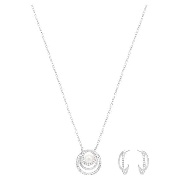 Free set, White, Rhodium plated - Swarovski, 5528946
