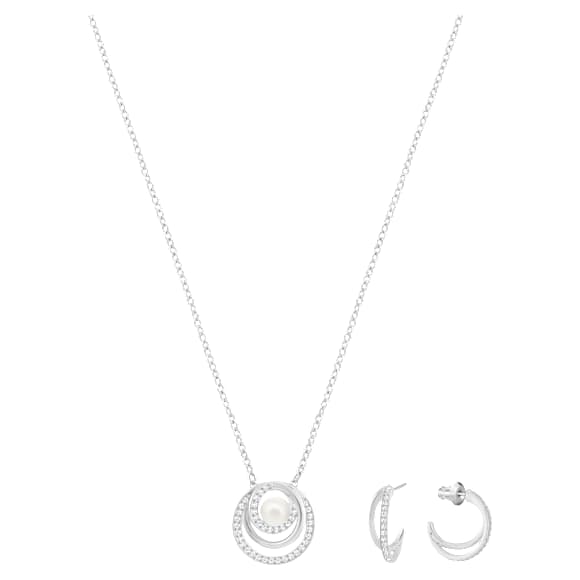 Free set, White, Rhodium plated - Swarovski, 5528946