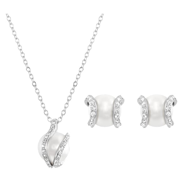 Nude set, White, Rhodium plated - Swarovski, 5528964