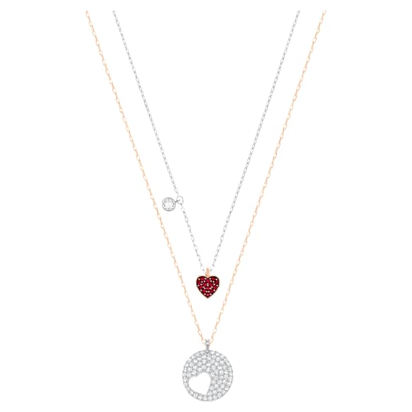 Crystal Wishes pendant, Set (2), Heart, Red, Mixed metal finish - Swarovski, 5529569