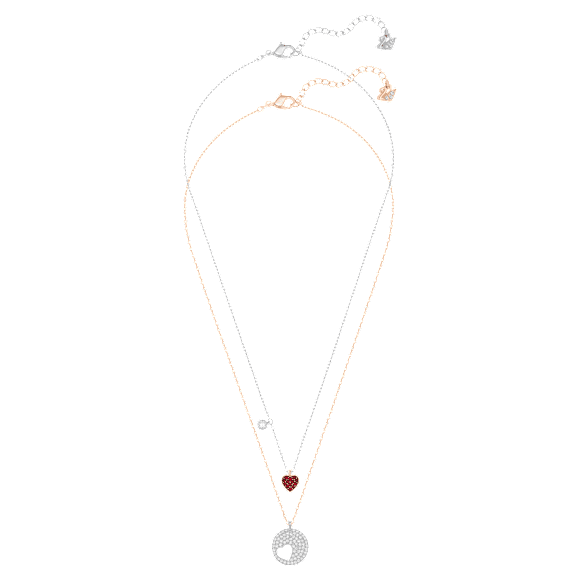 Crystal Wishes pendant, Set (2), Heart, Red, Mixed metal finish - Swarovski, 5529569