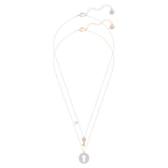 Crystal Wishes 链坠, 套装 (2), 钥匙, 粉红色, 混合金属润饰 - Swarovski, 5529570