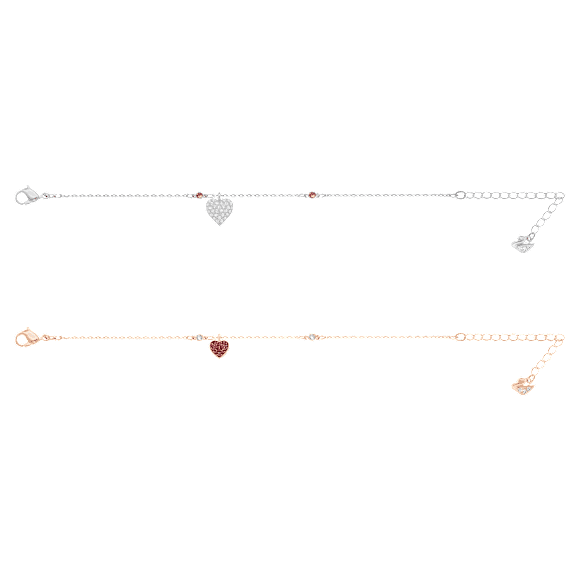 Crystal Wishes สร้อยข้อมือ, เซ็ต (2), หัวใจ, แดง, เคลือบโลหะหลากชนิด - Swarovski, 5529600