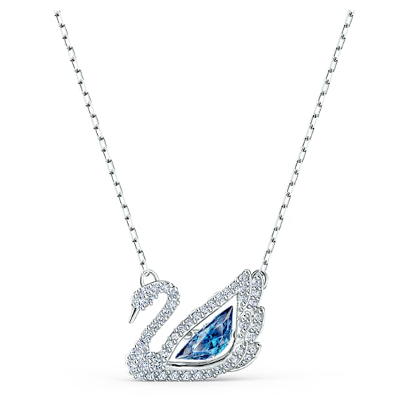 Colier Dancing Swan, Lebădă, Albastru, Placat cu rodiu - Swarovski, 5533397
