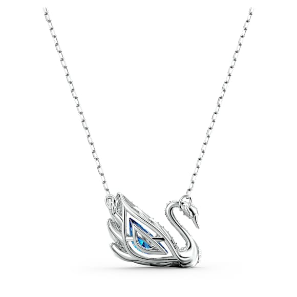 Colier Dancing Swan, Lebădă, Albastru, Placat cu rodiu - Swarovski, 5533397