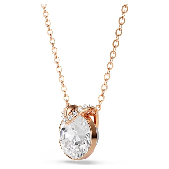 Bella V 鏈墜, 圓形切割, 白色, 鍍玫瑰金色調 - Swarovski, 5535528