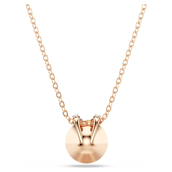 Bella V pendant, Round cut, White, Rose gold-tone plated - Swarovski, 5535528