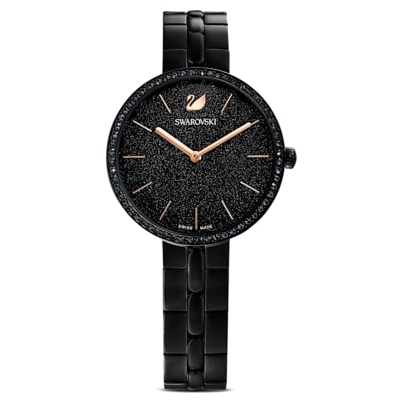 Cosmopolitan Saat, İsviçre Üretimi, Metal bileklik, Siyah, Siyah yüzey - Swarovski, 5547646