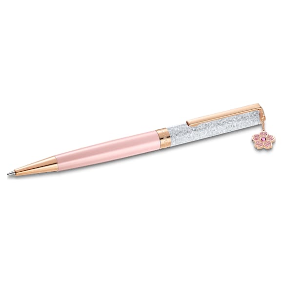 Stylo à bille Crystalline, Fleur, Rose, Laqué rose, placage de ton or rose - Swarovski, 5554983