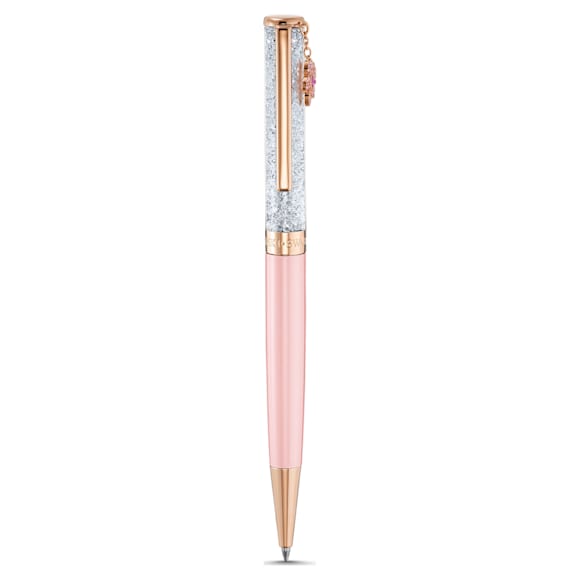 Stylo à bille Crystalline, Fleur, Rose, Laqué rose, placage de ton or rose - Swarovski, 5554983