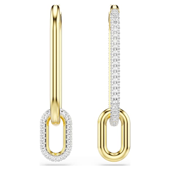 Dextera hoop earrings, Asymmetrical design, White, Mixed metal finish - Swarovski, 5558341
