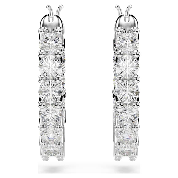 Cercei rotunzi Vittore, Tăietură rotundă, Albi, Placat cu rodiu - Swarovski, 5562126