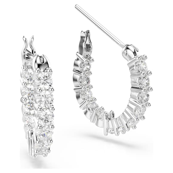 Cercei rotunzi Vittore, Tăietură rotundă, Albi, Placat cu rodiu - Swarovski, 5562126