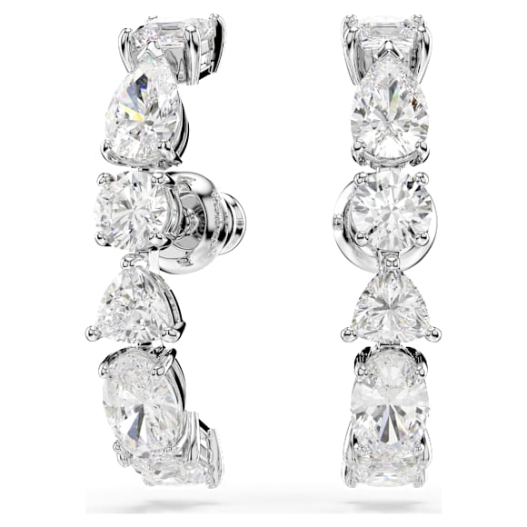 Orecchini ear cuff Mesmera, Taglio misto, Bianchi, Placcato rodio - Swarovski, 5563322