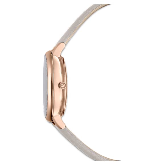 Ceas Crystalline Joy, Fabricat în Elveția, Curea din piele, Albastru, Gri, Finisaj în nuanță roz-aurie - Swarovski, 5563702