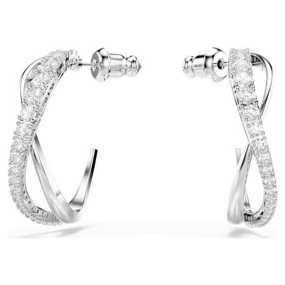 Pendientes de aro Hyperbola, Blancos, Baño de rodio - Swarovski, 5563908