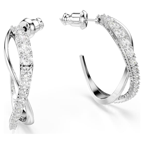 Anneaux d'oreilles Hyperbola, Blanches, Métal rhodié - Swarovski, 5563908