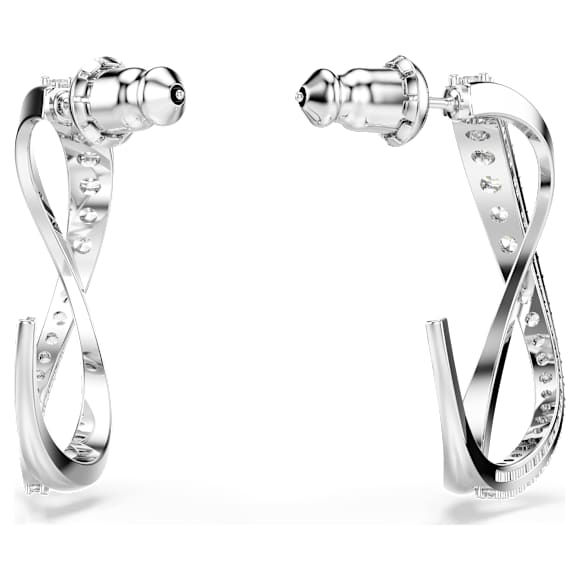 Anneaux d'oreilles Hyperbola, Blanches, Métal rhodié - Swarovski, 5563908