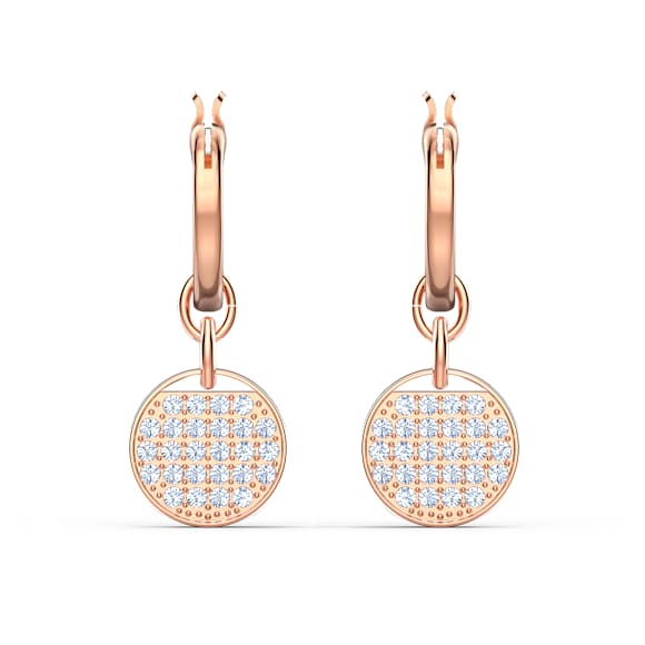 Ginger drop earrings, White, Rose gold-tone plated - Swarovski, 5567528