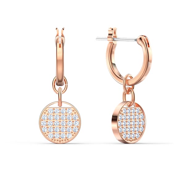 Ginger drop earrings, White, Rose gold-tone plated - Swarovski, 5567528