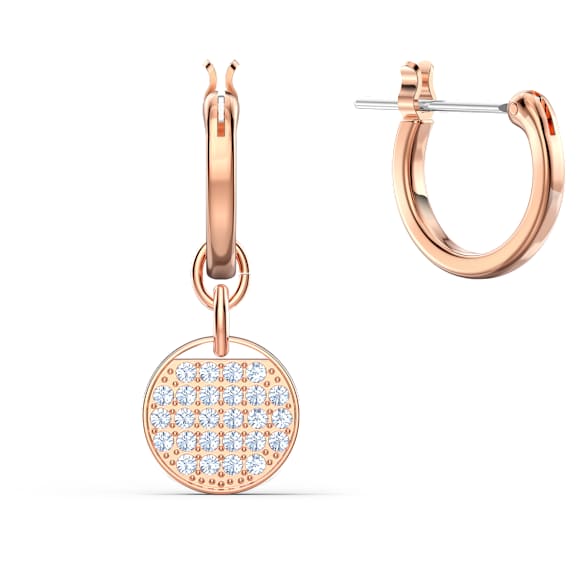 Ginger drop earrings, White, Rose gold-tone plated - Swarovski, 5567528