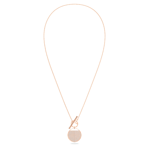 Ginger T Bar Halskette, Weiß, Roségold-Legierungsschicht - Swarovski, 5567529