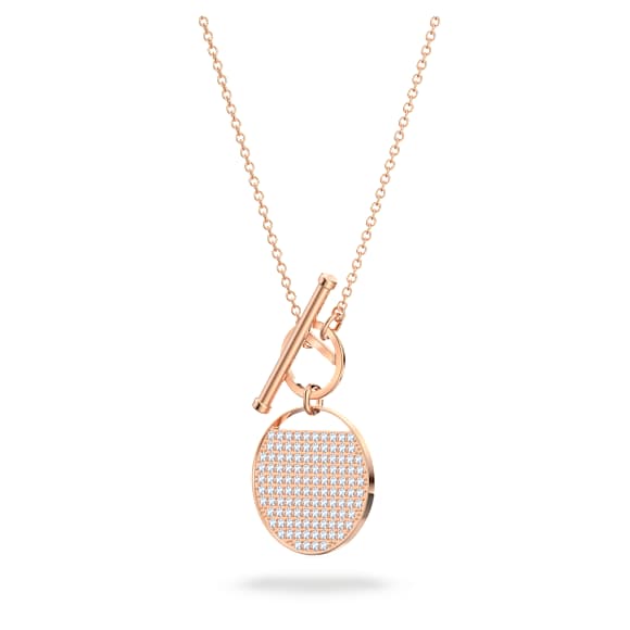 Ginger T Bar Halskette, Weiß, Roségold-Legierungsschicht - Swarovski, 5567529