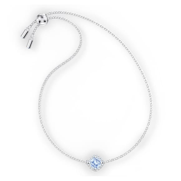 Una Angelic bracelet, Cushion cut, Blue, Rhodium plated - Swarovski, 5567933