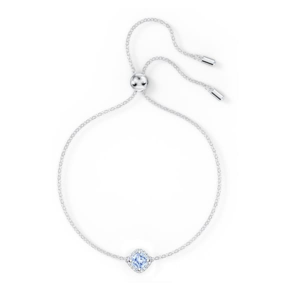 Una Angelic bracelet, Cushion cut, Blue, Rhodium plated - Swarovski, 5567933