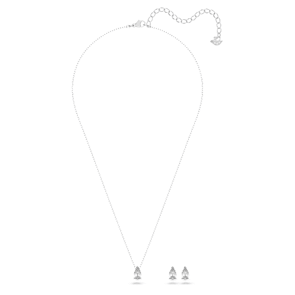 Attract set, Pear cut, White, Rhodium plated - Swarovski, 5569174