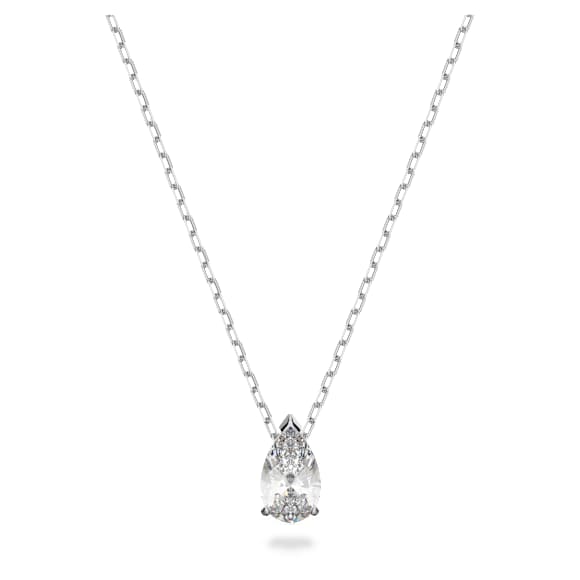 Attract set, Pear cut, White, Rhodium plated - Swarovski, 5569174