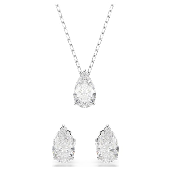 Stilla Attract 套装, 梨形切割, 白色, 镀铑 - Swarovski, 5569174