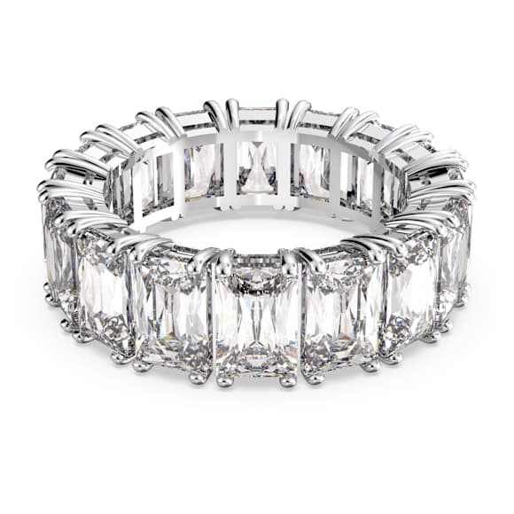 Vittore ring, Rectangular cut, White, Rhodium plated - Swarovski, 5572689