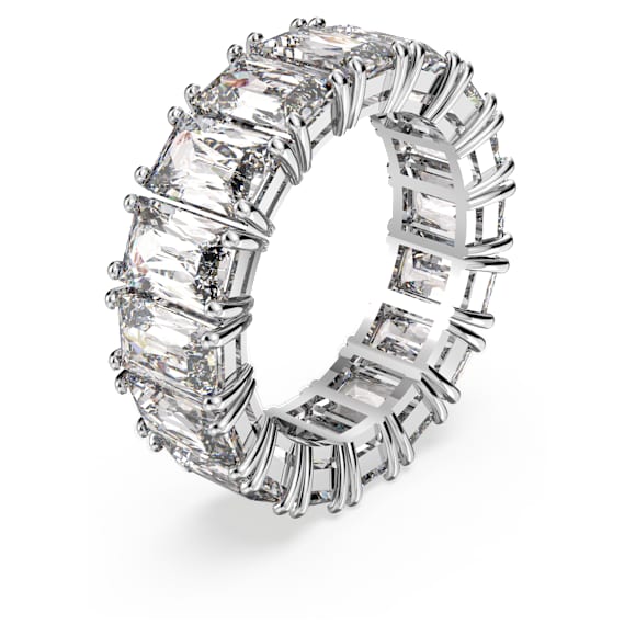 Vittore ring, Rectangular cut, White, Rhodium plated - Swarovski, 5572689