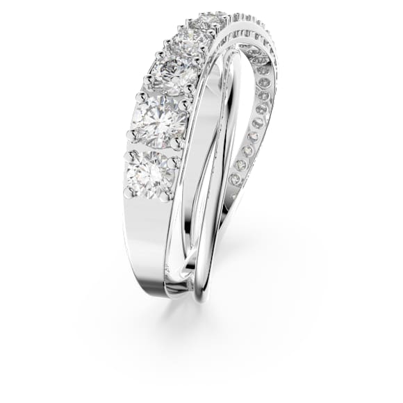 Twist ring, Round cut, White, Rhodium plated - Swarovski, 5572710
