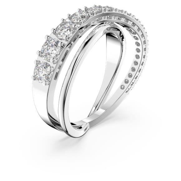 Prstan Hyperbola, Okrogli rez, Bel, Prevleka iz rodija - Swarovski, 5572718